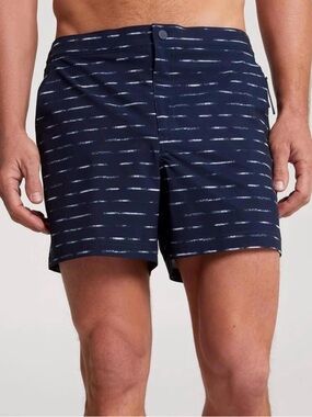 VRST | NEW Slim Fit Resort Hybrid Shorts Navy/Sand Washed Striped Men’s Size M